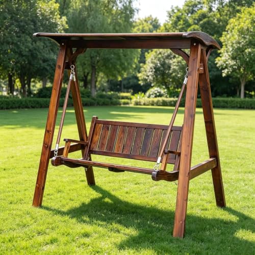 Porch Swing with Frame, Patio Hanging Swing & Stand