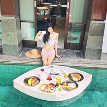 TGBHM Drink Floaties Tray Multifunction Breakfast Tray On The Water Creative Leaf Type Rattan Woven Hot Tub Side Table,White-90 * 60 * 15Cm