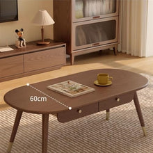 Side End Table Solid Wood Oval Coffee Table for Small Living Rooms, Modern Luxury Design, Compact Tea Table for Home or Balcony, Minimalist Style Accent Coffee Table for Living Room Bedroom Office