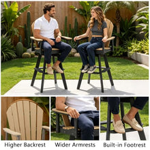 Swivel Tall Adirondack Chairs 360° Rotating HDPE Bar Stools for Patio