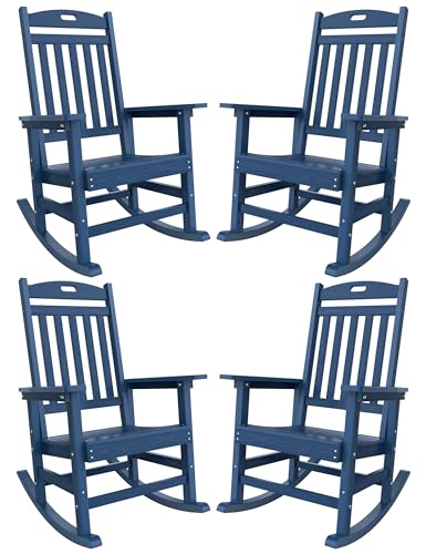 YEFU Rocking Chair Outdoor, Oversize Rocking Chair HIPS, Set of 4, Navy