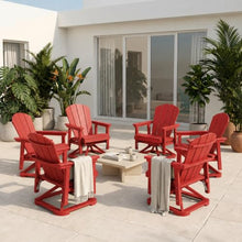 Patio Kingdom 6-Pack Adirondack Swivel Glider Set, High-End HDPE Outdoor Dining & Conversation Seating, All-Weather Commercial Grade Patio Gliding Chairs for Fire Pit, Red