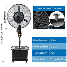 JDXQBLD Portable Oscillating Misting Fan, Outdoor Adjustable Height Fan Misters for Cooling, Outdoor Misting Pedestal Fan with 3 Speeds and 11 Gallon Tank，81cm/31.9in