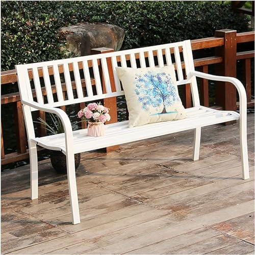 ERoomQ Outdoor GThe Bench,Outdoor GThe Patio Bench for Your Leisure Time,Outdoor Cast Iron Bench Seat, 2-Seater Lounge Bench with Backrest and Armrests