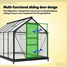 Walk-in Greenhouse with Sliding Door and Aluminum Frame for Growing Flowers, Plants, Outdoor Plant Tent with Rooftop Vent and Transparent Polycarbonate Panels for Backyard, Lawn