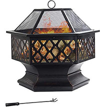 Small Firepit, Metal Fire Pits for Garden, Fire Pit for Outdoor Garden Patio Outdoor Fireplaces Backyard Firepit with Spark Protection Mesh