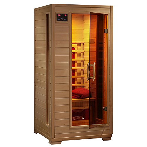 Blue Wave Radiant Saunas BSA2400 1-2 Person Hemlock Ceramic Infrared Sauna Brown