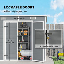 Outsunny 8' x 4' Outdoor Storage Shed Waterproof Resin with Floor Gray