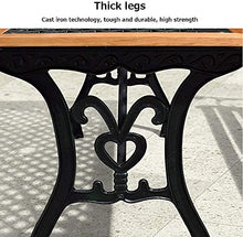 Rsmmpqa Park Garden Benches Outdoor Bench, Cast Iron e and Anticorrosive Solid Wood Weatherproof Terrace Benches, 2-3 Seats Bench