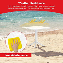 Costaelm Breakfast Table Set for 4, HDPE Patio Square Dining Table and Stackable Chairs, Outdoor Small Patio Furniture Set All Weather for Backyard Porch Poolside, White