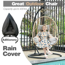 42” Extra Oversized Hanging Egg Chair with Stand, Weatherproof PE Rattan Wicker Swing Hammock Chair, Cushion & Waterproof Cover, 400lbs Capacity for Indoor Outdoor Patio, Garden Balcony & Bedroom