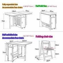 Folding Dining Table with Drawer, Space Saving Design, Stores 4 Chairs, Ideal for Small Spaces and Mobile Living (Natural)