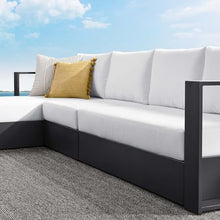 Modway Tahoe Modular Aluminum 3-Piece Outdoor Patio Furniture Gray White, Left-Facing Sectional Sofa Set with Weather-Resistant Cushions, Ideal for Deck, Backyard, Poolside