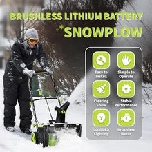 KUSOLE Cordless Snow Shovel, 20V*2 Battery Powered Snow Shovel, Hand-Push Electric Snow Shovel with Adjustable Handle and Steering Wheel, Perfect for patios, patios 2batteries