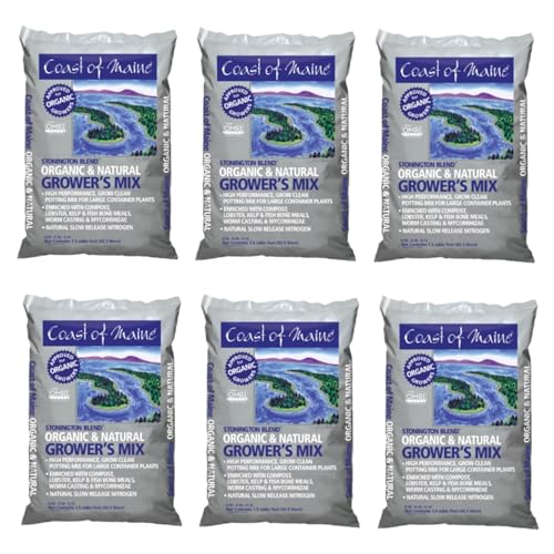 Coast of Maine Stonington Blend, 1.5 cu ft (Pack of 6) Organic and Natural Grower?s Mix for Large Container Plants