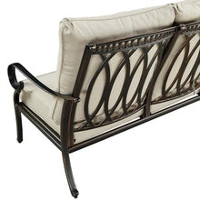 Oakland Living Black Aluminum Patio Deep Seating Outdoor Two Seater Loveseat with Light Grey Cushions