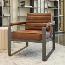 NBF Lounge Chair Faux Leather Guest Seating with Metal Frame, Gray