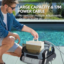 ProMaintain Robotic Pool Vacuum Cleaner 130W, Waterliner Clean, Wall Climbing Capability, w/Top Load Filters, Wall Climbing Scrubber Brush for Above/In-Ground Pools Up to 50FT in Length - Gray