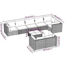 Kaorsrow 9 Piece Garden Lounge Set, Modular Outdoor Patio Furniture Sectional with PE Rattan Wicker Sofas and Tempered Glass Table, Modern Group Seating for Garden, Backyard and Porch, Black