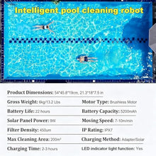SDdPulse Pool Cleaner Robot,Solar Powered Automatic Robotic Pool Skimmer with APP & Remote Control and 3.8L Large Filter Basket,24/7 Surfaces Cleaner,5200mAh Battery,for All swimm