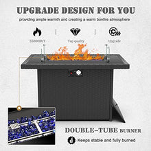 Vakollia 7-Piece Patio Furniture Set with 44" Propane Fire Pit Table, Outdoor Wicker Sofa Sets A2/Black-Black