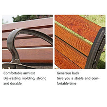 LASEVE Garden Benches, Outdoor Cast Aluminum Park Bench, Aluminum Alloy Imitation Wood Grain Leisure Bench with Backrest and Armrests, Out Suitable for Outdoor and Indoor