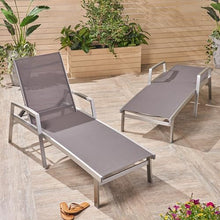 roomfitters Adjustable Aluminum Chaise Lounge with Nylon Mesh Fabric, Lightweight and Durable Outdoor Seating for Relaxation, Stylish Patio Furniture, Grey (Set of 2)