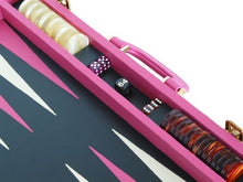 Zaza & Sacci Leather Backgammon Set 20" Attache Case Pink