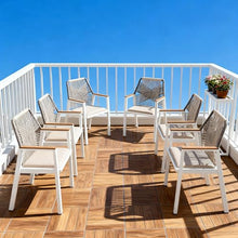Aluminum Wicker Patio Dining Chairs Set of 8 with Built-in Cushions, 350lbs