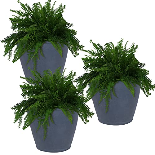 Sunnydaze Anjelica 24'' Large Plastic Planter Pot for Plants, Slate, 3pk