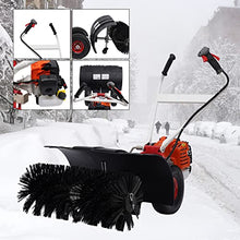 Kebayuneth 2 Stroke 52cc Hand-Pushed Snow Plow, 2.5 Hp Double Handle Sweeper Gas Power Sweeping Machine, Multi-Purpose Snow Removal Tool for Artificial Turf Combing and Trail Brick Cleaning