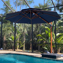 OROTLECT 12 FT Round Wood Pattern Cantilever Umbrella,Navy