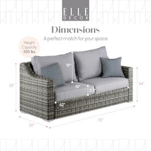 Elle Decor Vallauris Patio Outdoor Furniture Collection, Premium All Weather Wicker, Sofa, Gray