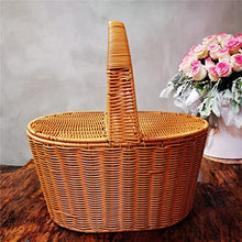 YOtat Pastoral Picnic Basket Supermarket Rattan Basket Shopping Basket Fruit Basket Storage Basket Hand Basket Props Basket (Color : D, Size : 43X30X21Cm) (Argento 38X27X18Cm) (D 38X27X18Cm)