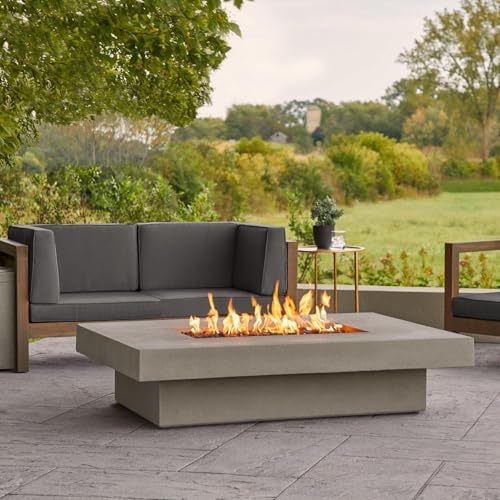 BBQGuys Signature Geneva 60-Inch Rectangle Propane Fire Table - Flint - 1581LP-FLNT