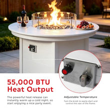 Costaelm 47" Modern Outdoor Patio Backyard Round Propane Counter Height Fire Pit Table (Rocks Not Included), White
