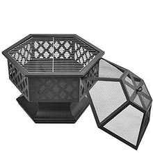 Garden Fire Pit Grill Bowl Grill Barbecue Rack Garden Fire Pit, 3 in 1 Outdoor Fire Pit Table for, Ice Pit, Patio Heater, Metal for Camping Barbecue, 21" X 22" X 28"