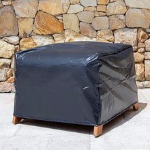 Cambridge Casual Camden Teak Outdoor Ottoman Beige – Quick-Dry Cushion, Padded Woven Seat, Rustic Wicker Accent, Water-Resistant Patio Cover, All-Weather Footrest for Porch, Deck, or Garden