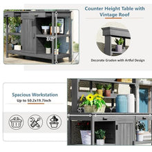 Sturdy Outdoor Garden Potting Bench with Storage Drawers and Open Shelving for Soil, Tools, and Supplies (Gray + Solid Wood + Wood)