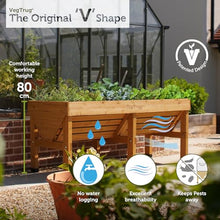 VegTrug Classic Raised Bed, Natural, Medium 1.8m - Cedar Wood V-Shaped Raised Garden Bed for Outdoor Gardening - Ergonomic Design for Balcony, Patio & Small Spaces