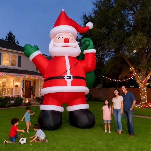 26FT Giant Inflatable Santa Claus Decoration with Built - in LED Lights for Christmas Outdoor Yard Lawn Garden