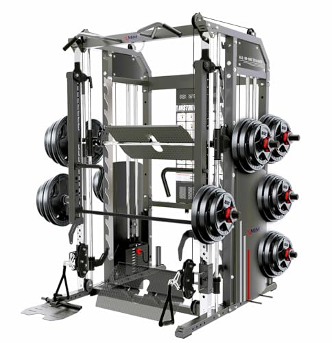 MiM USA Hercules Pro Commercial Smith Machine Functional Trainer Power Rack Black