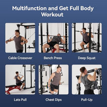 Sportsroyals Power Cage Multi-Function Power Rack with Adjustable Cable Crossover System Black