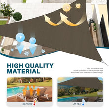 Coarbor 46'x46'x46' Sun Shade Sail A Ring Design Steel Cable Wire Reinforcement Canopy Super Heavy Duty Strengthen Shades for Outdoor Patio Deck Yard Garden-Brown