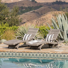 roomfitters Adjustable Outdoor Wicker Chaise Lounge Chairs for Relaxation, Stylish Patio Seating Set with Curved Design, Comfortable and Durable, Grey (Set of 2)