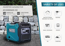 Konner&Sohnen Gas Inverter Generator - 5500 Watt, 120V/240 V, Portable and Lightweight, Super Quiet with Pure Sine Wave and CO Sensor (German brand, model: KS 6000iES CO)
