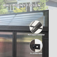 ANTSKU 12x14FT Outdoor Permanent Wall Mounted Sunroom with Detachable Polycarbonate Windows, Aluminum Gazebo, Dark Brown