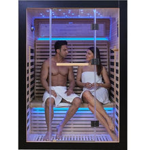Sauna 2 Person Far Infrared Sauna Home Canadian Hemlock Indoor 2160W Low-EMF Dry Saunas with Oxygen Bar, 21 Starry Sky Light in 7 Color Remedies, Control Panel, Speakers - 53.1 * 47.2 * 74.8 IN