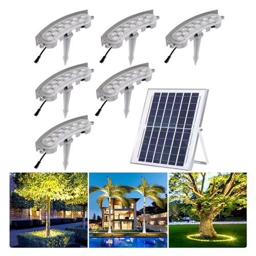 TETEOLALA Solar Lights Outdoor,Small Landscape Spotlights, LED Low Voltage Landscape Tree Ring Lights, for Park Lawn(Gold Light,Pack of 6)