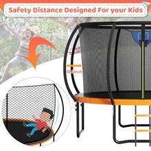 Zevemomo 14FT Outdoor Trampoline with Sprinkler, Basketball Hoop & Wind Stakes Orange